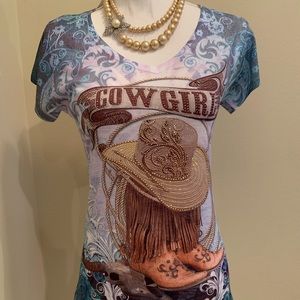 Sweet Gisele Texas Cowboy Embellished Tshirt